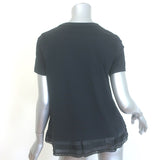Sacai Crochet Lace-Trim Pleated Hem T-Shirt Black Cotton Size 1 NEW
