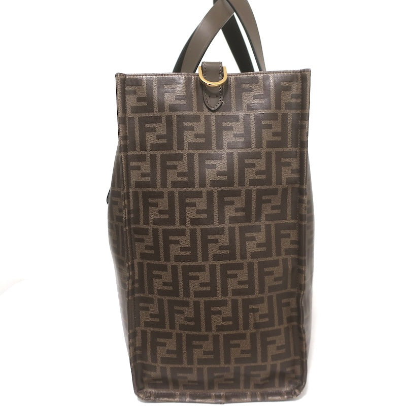 Fendi x FILA Mania FF Zucca Extra Large Tote Bag Brown Coated Canvas