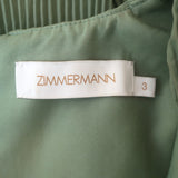 Zimmermann Balloon-Sleeve Pleated Tiered Mini Dress Fern Size 3