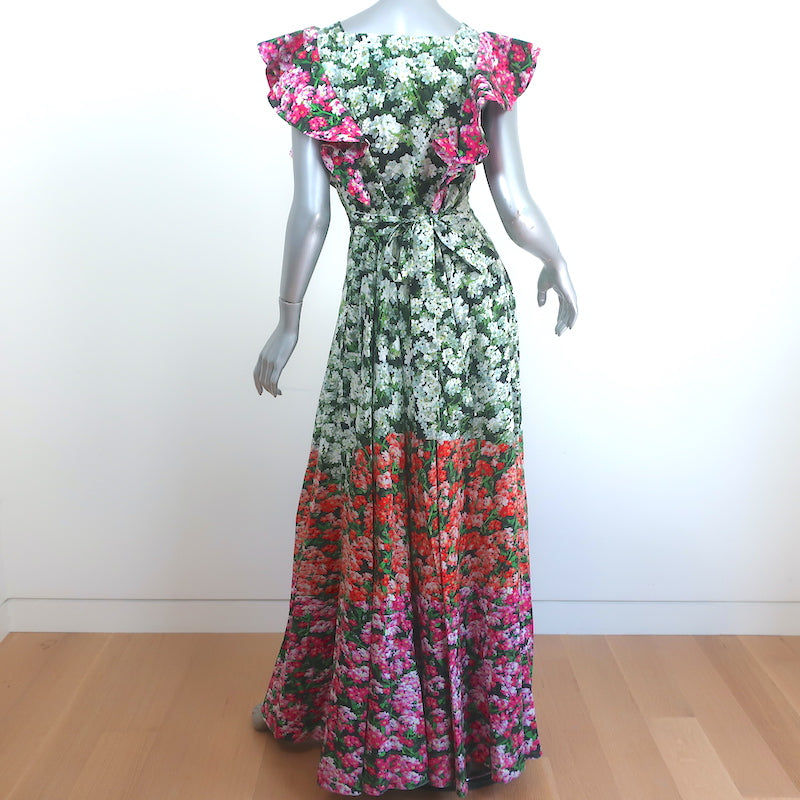 Mary Katrantzou Maxi Dress Noor Floral Print Stretch Cotton Size US 10