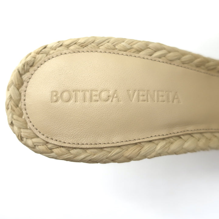 Bottega Veneta Lido Intrecciato Raffia Mules Beige Size 38.5 Open Toe Sandal NEW
