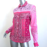 EB Denim Bandana Shirt Pink Cotton Size Medium Long Sleeve Top