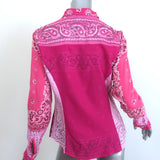 EB Denim Bandana Shirt Pink Cotton Size Medium Long Sleeve Top