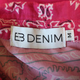 EB Denim Bandana Shirt Pink Cotton Size Medium Long Sleeve Top