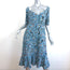 Erdem Half-Sleeve Dress Glenys Blue Floral Print Stretch Crepe Size US 10 NEW