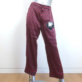 MCM Pajamas Red Cubic Monogram Print Silk Satin Size Small Shirt & Pants Set NEW