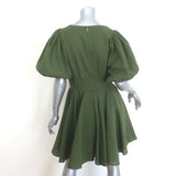Rhode Madeline Puff Sleeve Mini Dress Chive Linen-Cotton Size 8