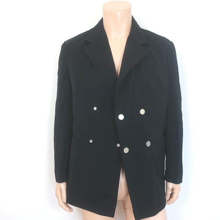 Bottega Veneta Double Breasted Blazer Black Crinkled Nylon Size 48