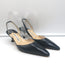 Manolo Blahnik Carolyne 50 Kitten Heel Slingback Pumps Dark Navy Leather Size 37