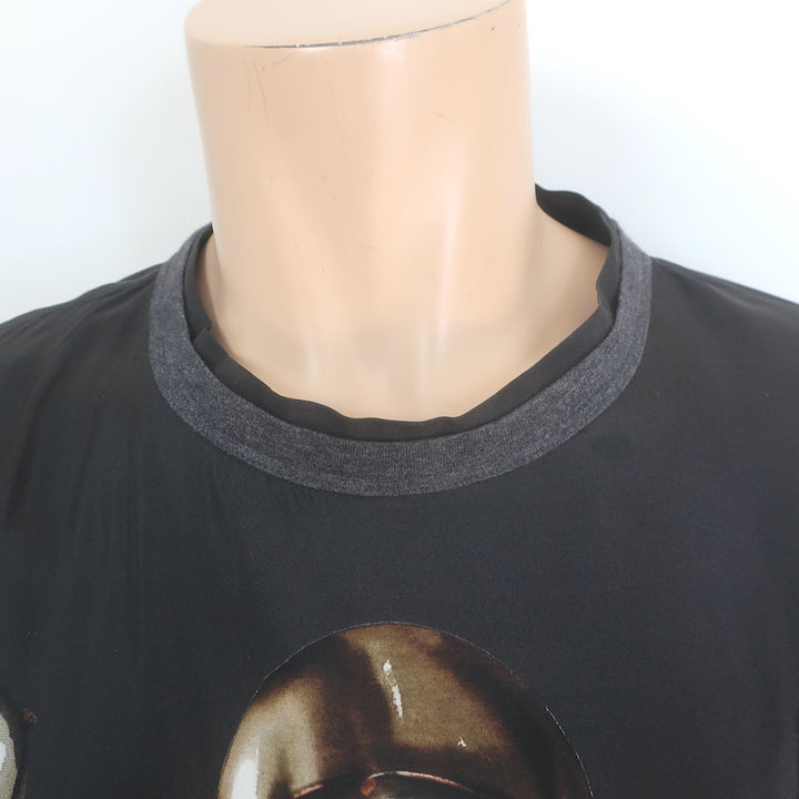 Dolce &amp; Gabbana Medieval Armor Print Long Sleeve Shirt Black Satin Size 52