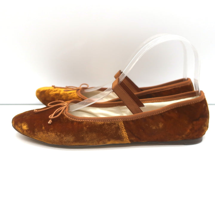 Loeffler Randall Leonie Soft Bow Ballet Flats Ochre Velvet Size 9