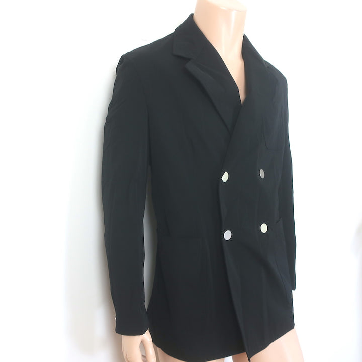 Bottega Veneta Double Breasted Blazer Black Crinkled Nylon Size 48