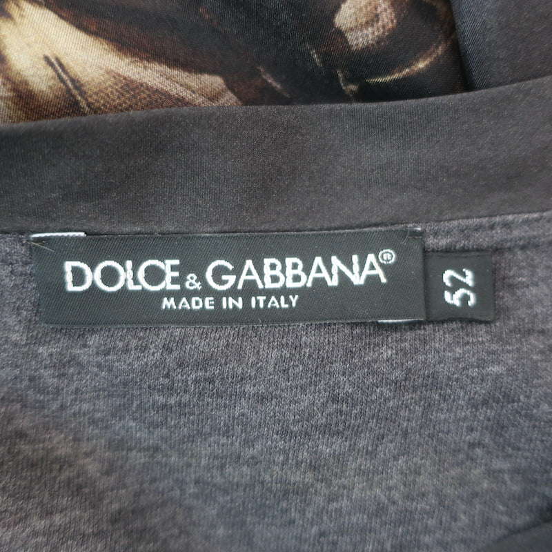 Dolce &amp; Gabbana Medieval Armor Print Long Sleeve Shirt Black Satin Size 52