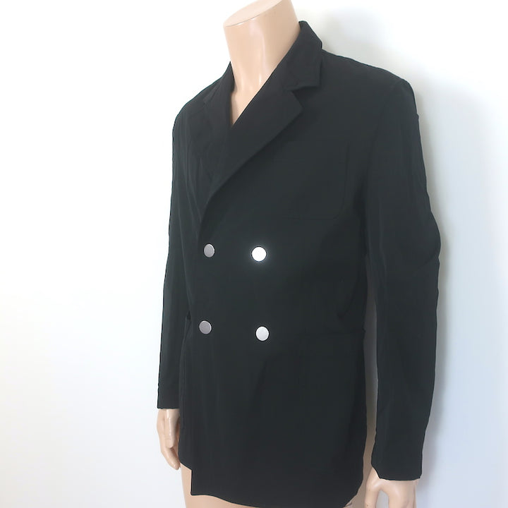 Bottega Veneta Double Breasted Blazer Black Crinkled Nylon Size 48