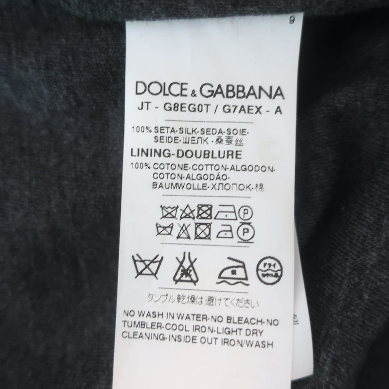 Dolce &amp; Gabbana Medieval Armor Print Long Sleeve Shirt Black Satin Size 52