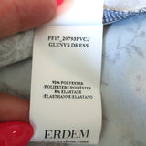 Erdem Half-Sleeve Dress Glenys Blue Floral Print Stretch Crepe Size US 10 NEW