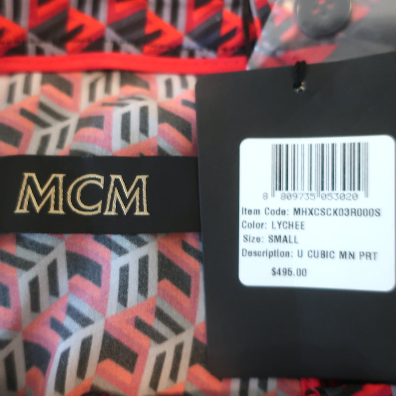 MCM Pajamas Red Cubic Monogram Print Silk Satin Size Small Shirt &amp; Pants Set NEW