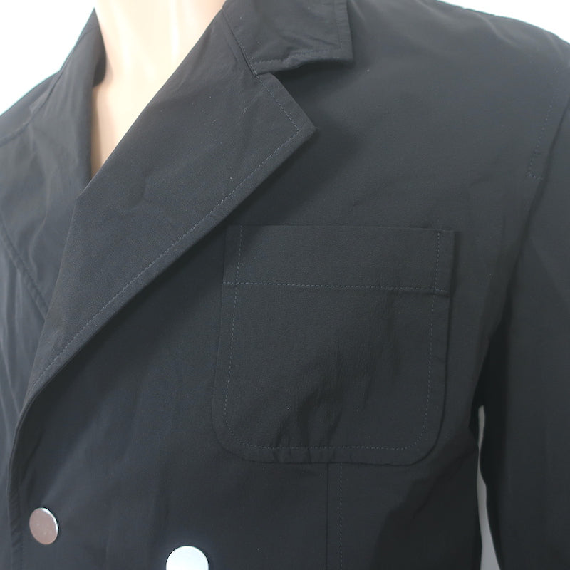 Bottega Veneta Double Breasted Blazer Black Crinkled Nylon Size 48