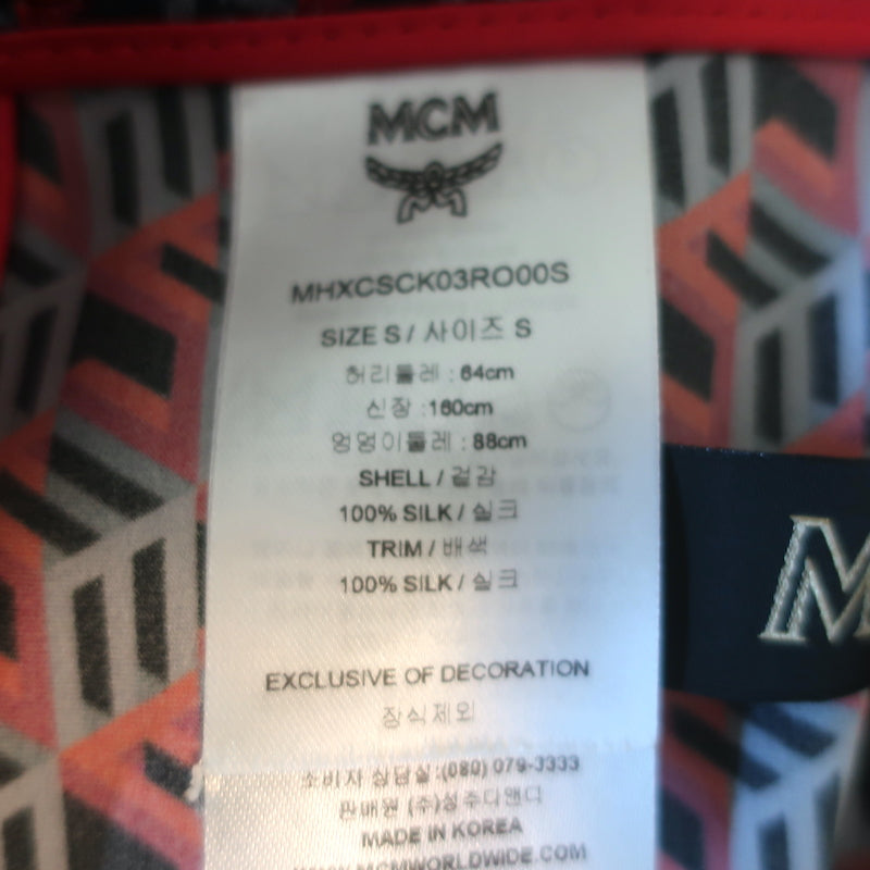 MCM Pajamas Red Cubic Monogram Print Silk Satin Size Small Shirt &amp; Pants Set NEW