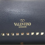 Valentino Medium Rockstud Tote Navy Grained Leather Crossbody Bag