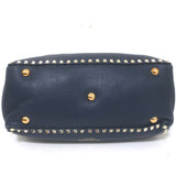 Valentino Medium Rockstud Tote Navy Grained Leather Crossbody Bag