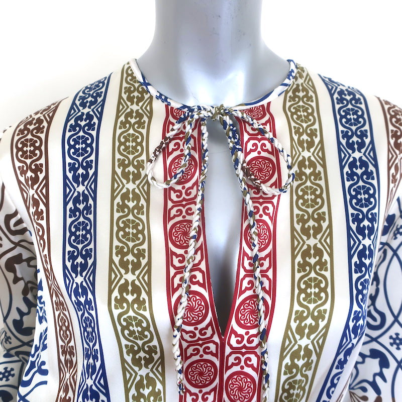 Silvia Tcherassi Fiorenza Mini Dress Tile Print Stretch Satin Size Medium NEW