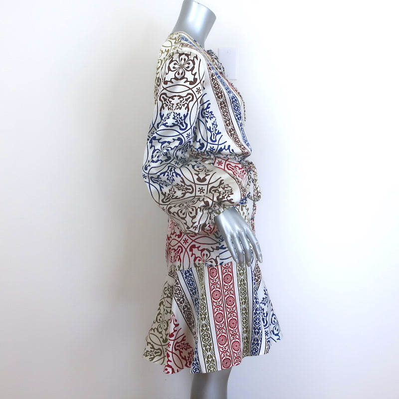 Silvia Tcherassi Fiorenza Mini Dress Tile Print Stretch Satin Size Medium NEW