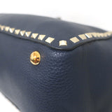 Valentino Medium Rockstud Tote Navy Grained Leather Crossbody Bag