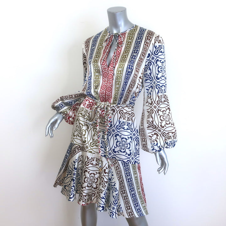 Silvia Tcherassi Fiorenza Mini Dress Tile Print Stretch Satin Size Medium NEW