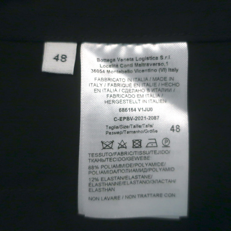 Bottega Veneta Double Breasted Blazer Black Crinkled Nylon Size 48