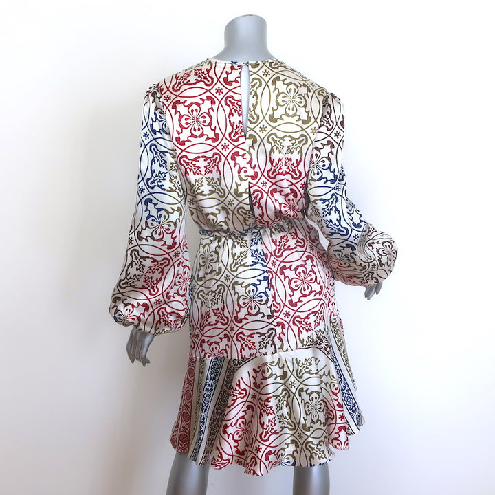 Silvia Tcherassi Fiorenza Mini Dress Tile Print Stretch Satin Size Medium NEW