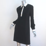 Gucci Contrast-Trim Long Sleeve Shift Dress Black Stretch Jersey Size Large