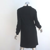 Gucci Contrast-Trim Long Sleeve Shift Dress Black Stretch Jersey Size Large