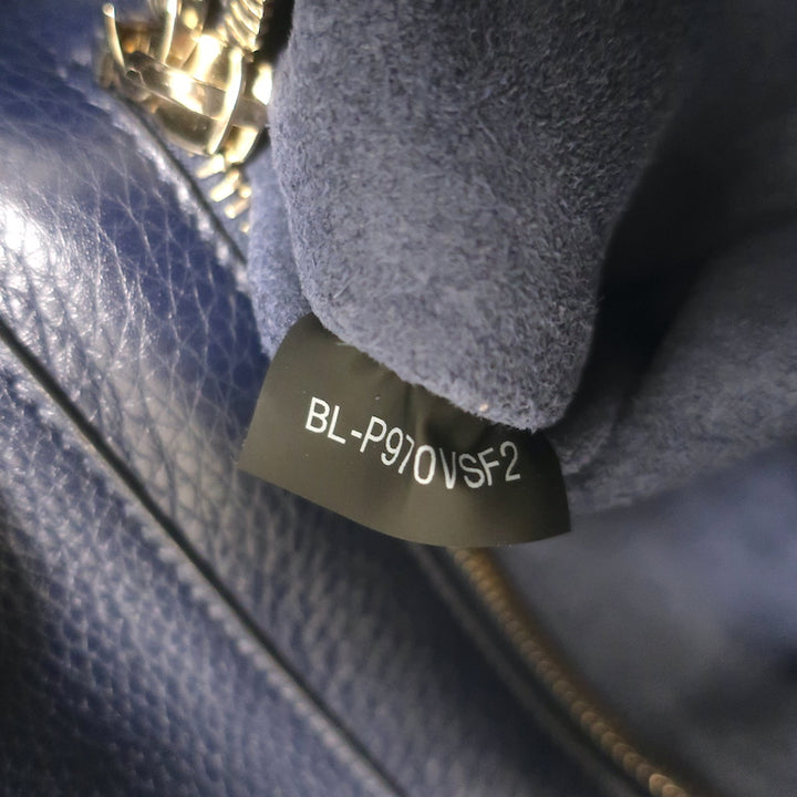Valentino Medium Rockstud Tote Navy Grained Leather Crossbody Bag