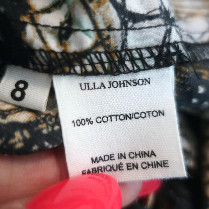Ulla Johnson Asymmetric Tiered Midi Dress Estela Printed Cotton Size 8