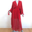 MISA Split-Sleeve Maxi Dress Andra Red Floral Print Chiffon Size Large NEW