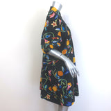 La DoubleJ Sunburst Pleated Shirt Dress Black Borboni Print Poplin Size Small