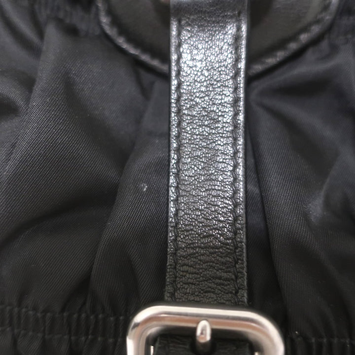 Prada Tessuto Gaufre Braided Strap Large Shoulder Bag Black Leather-Trim Nylon