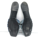Saint Laurent Denim Tribute Flat Sandals Blue Size 39 Open Toe Mules