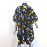 La DoubleJ Sunburst Pleated Shirt Dress Black Borboni Print Poplin Size Small