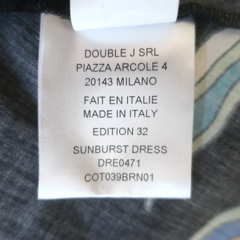 La DoubleJ Sunburst Pleated Shirt Dress Black Borboni Print Poplin Size Small
