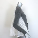 Sacai Luck Heart Lace-Back Cardigan Gray Wool Size 1