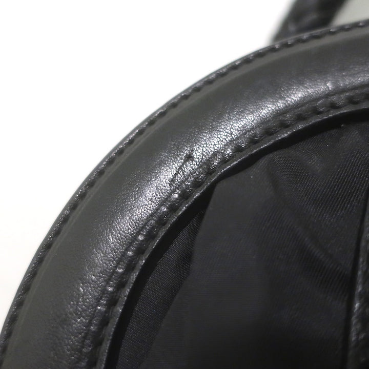 Prada Tessuto Gaufre Braided Strap Large Shoulder Bag Black Leather-Trim Nylon