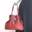 Henry Beguelin Wood Toggle Tote Red Leather Large Shoulder Bag