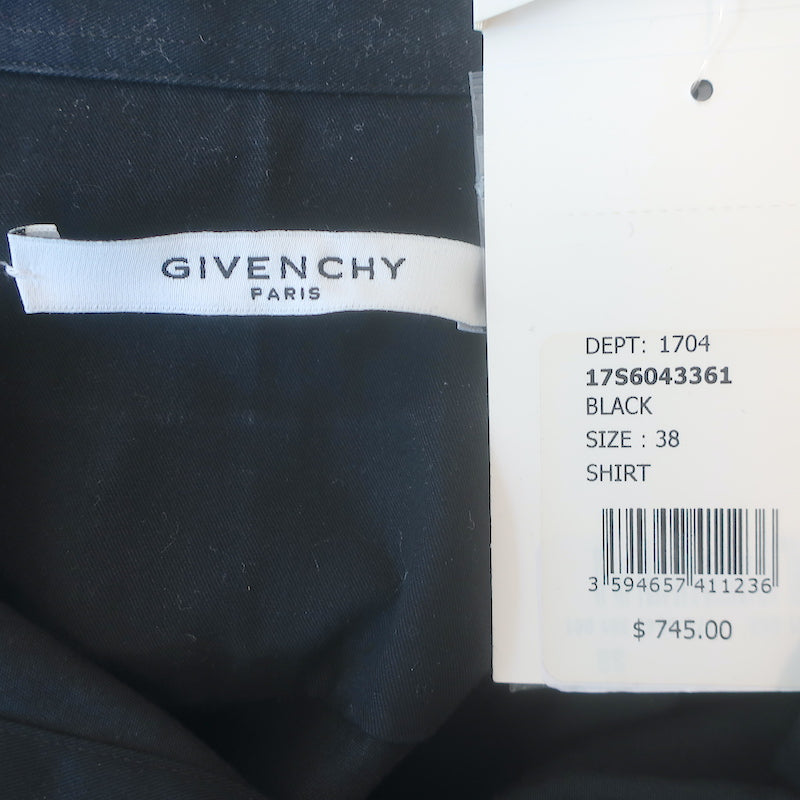 Givenchy Wing Graphic Columbian Fit Shirt Black Cotton Size 38 NEW