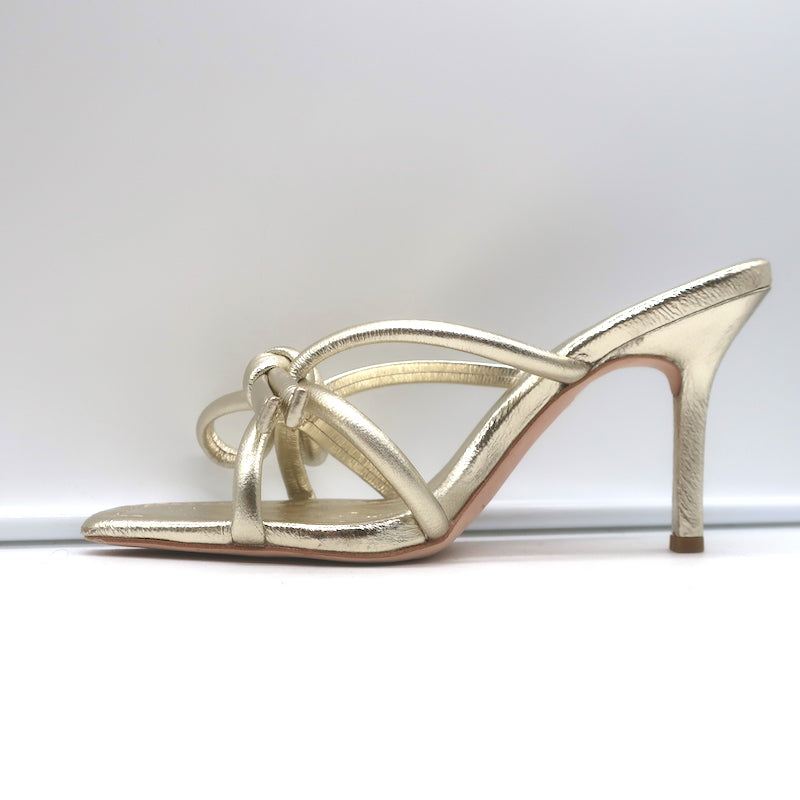 Loeffler Randall Margi Bow Sandals Gold Metallic Leather Size 9 NEW