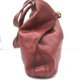 Henry Beguelin Wood Toggle Tote Red Leather Large Shoulder Bag