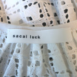 Sacai Luck Heart Lace-Back Cardigan Gray Wool Size 1