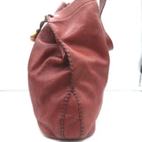 Henry Beguelin Wood Toggle Tote Red Leather Large Shoulder Bag