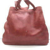 Henry Beguelin Wood Toggle Tote Red Leather Large Shoulder Bag